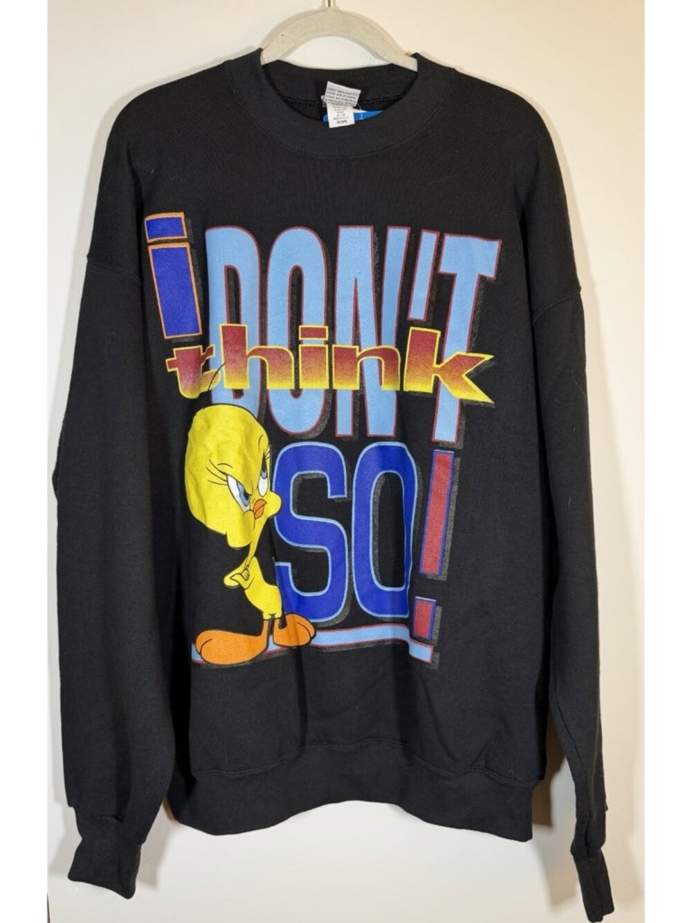 NEW Deadstock Vintage 90s Looney Tunes black Tweety streetwear sweatshirt 18/20